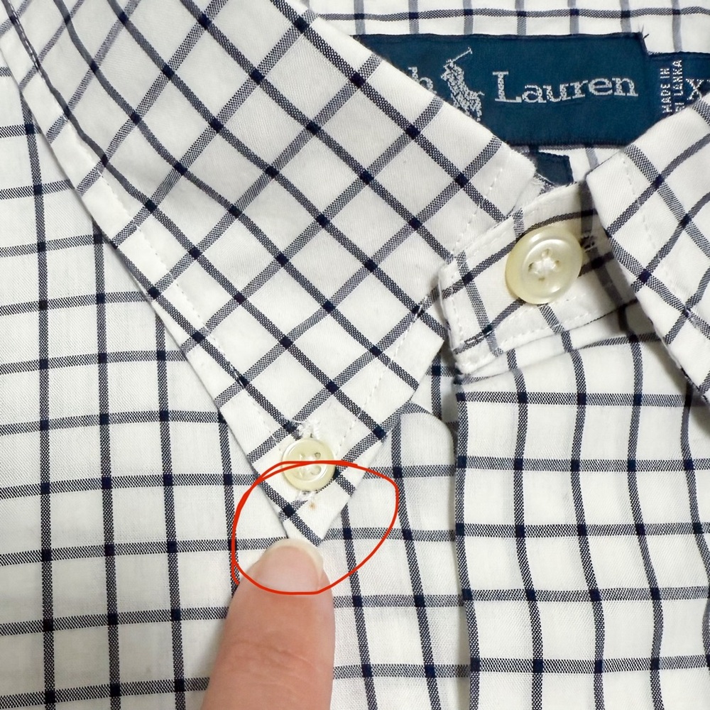 Ralph Lauren Midnight Navy Blue White Checkered Greggor Short Sleeve Button Up - Picture 10 of 12
